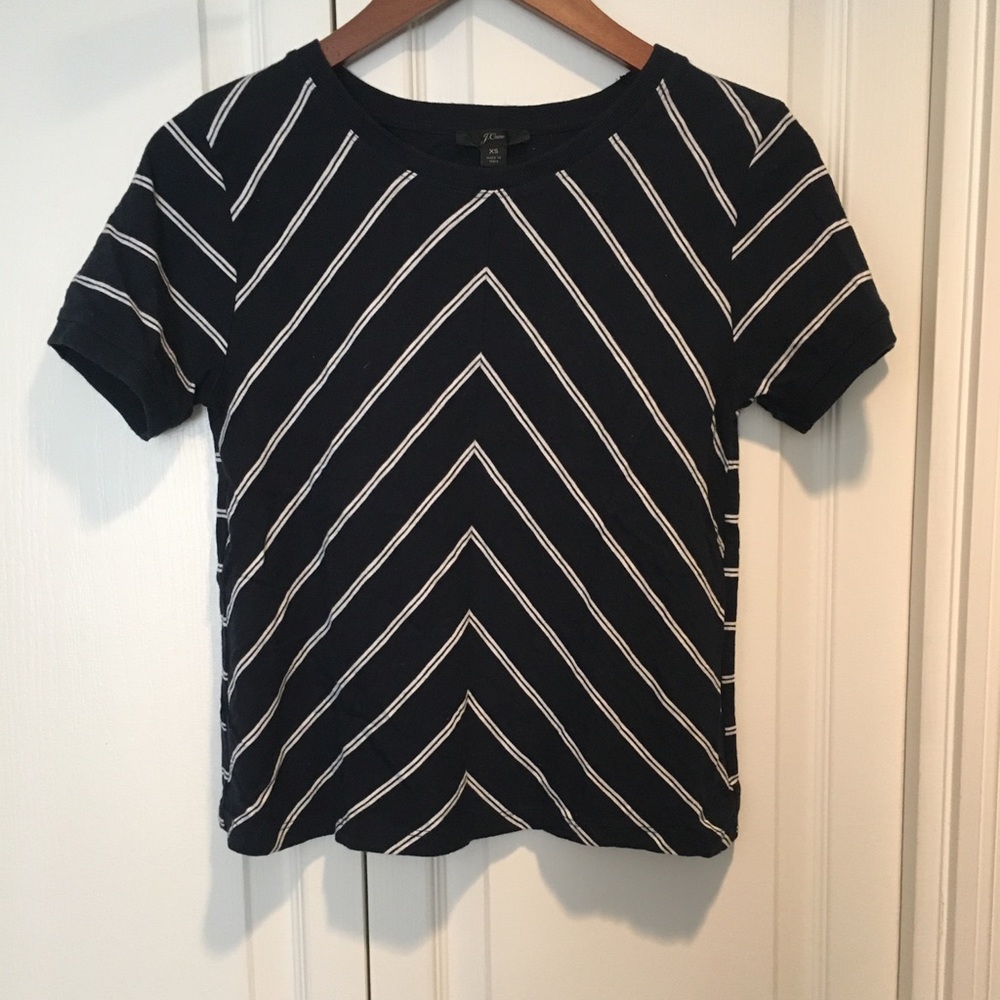 J crew slant striped navy T-shirt size XS